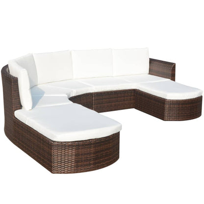 vidaXL 4-tlg. Garten-Lounge-Set mit Auflagen Poly Rattan Braun