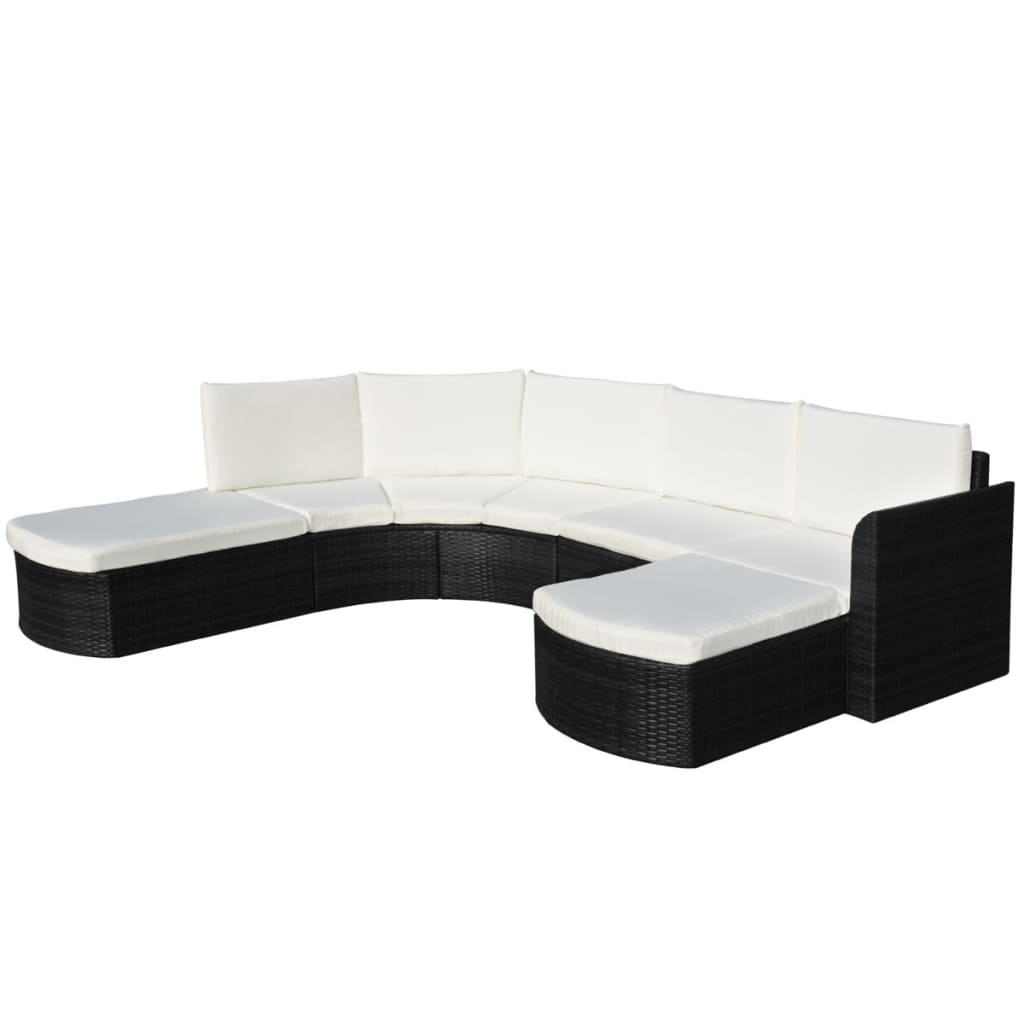 vidaXL Salon de jardin 4 pcs avec coussins résine tressée noir