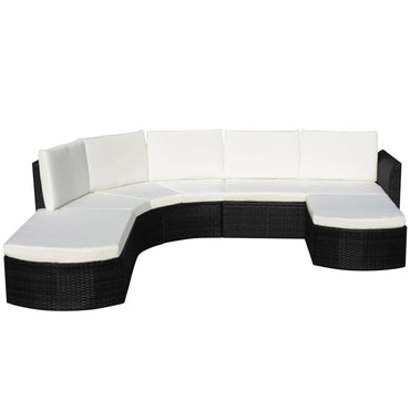vidaXL Salon de jardin 4 pcs avec coussins résine tressée noir