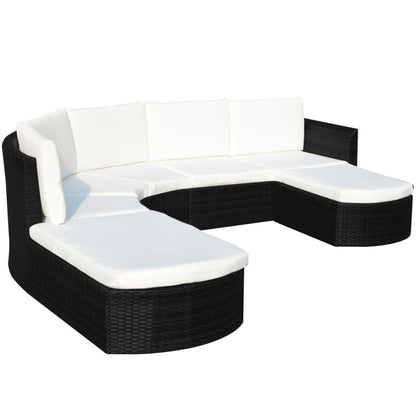 vidaXL Salon de jardin 4 pcs avec coussins résine tressée noir