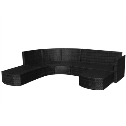 vidaXL Salon de jardin 4 pcs avec coussins résine tressée noir