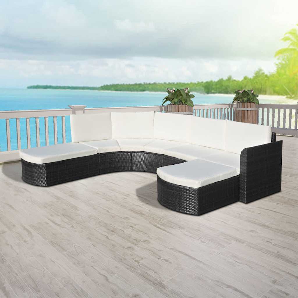 vidaXL Salon de jardin 4 pcs avec coussins résine tressée noir