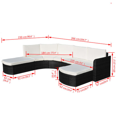 vidaXL Salon de jardin 4 pcs avec coussins résine tressée noir