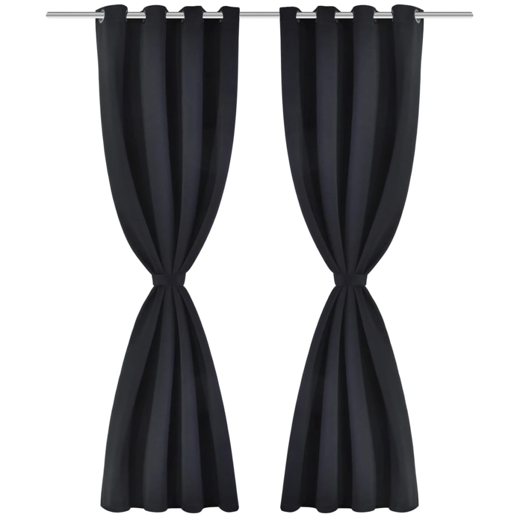 vidaXL Verdunkelungsvorhänge 2 Stk. mit Metallösen 135x175 cm Schwarz