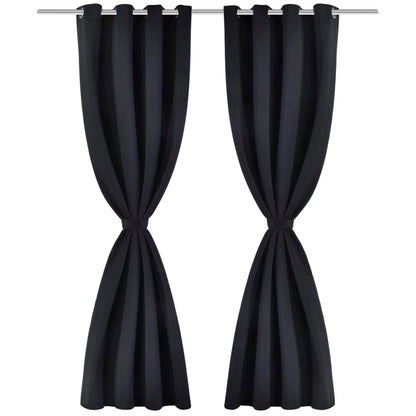vidaXL Verdunkelungsvorhänge 2 Stk. mit Metallösen 135x175 cm Schwarz