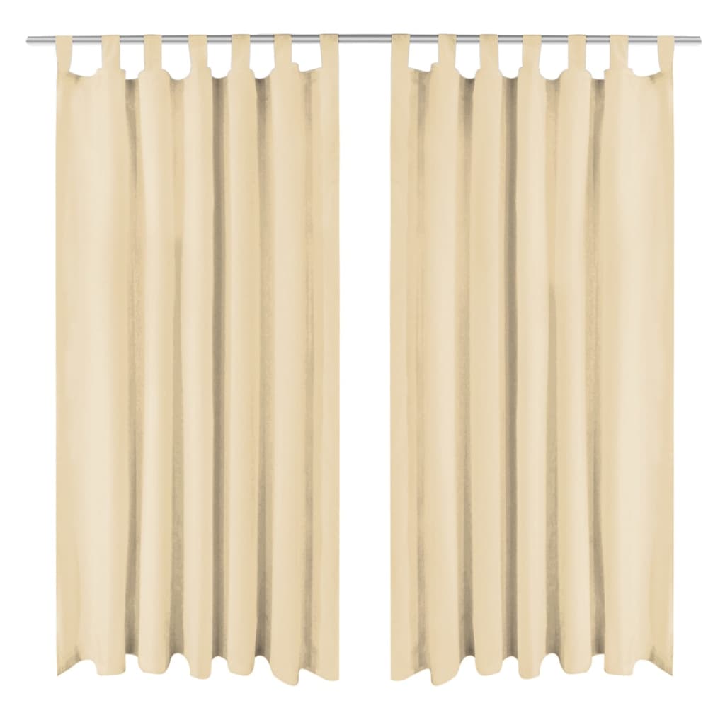 vidaXL Rideaux Microsatin 2 pcs à boucles 140x245 cm Beige