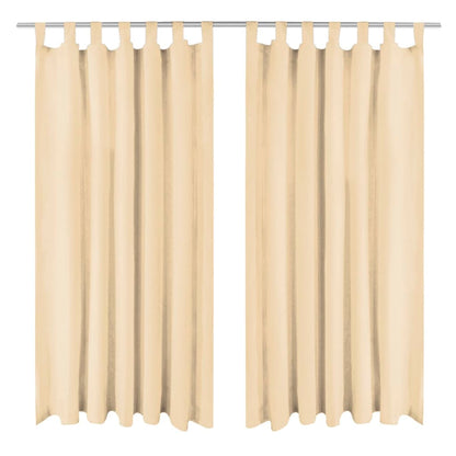 vidaXL Rideaux Microsatin 2 pcs à boucles 140x245 cm Beige