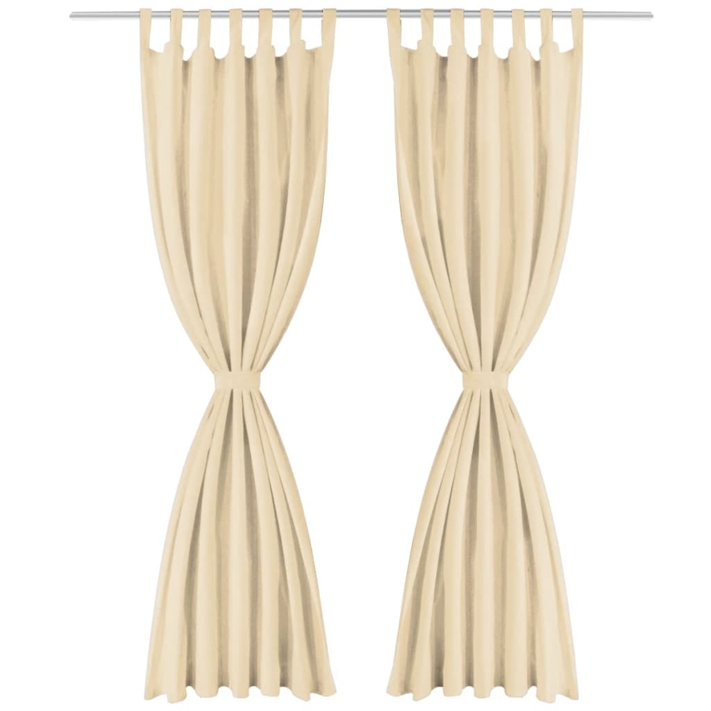 vidaXL Rideaux Microsatin 2 pcs à boucles 140x245 cm Beige
