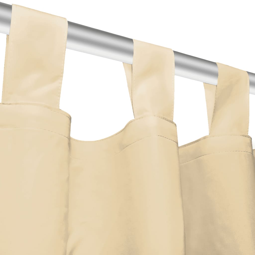 vidaXL Rideaux Microsatin 2 pcs à boucles 140x245 cm Beige