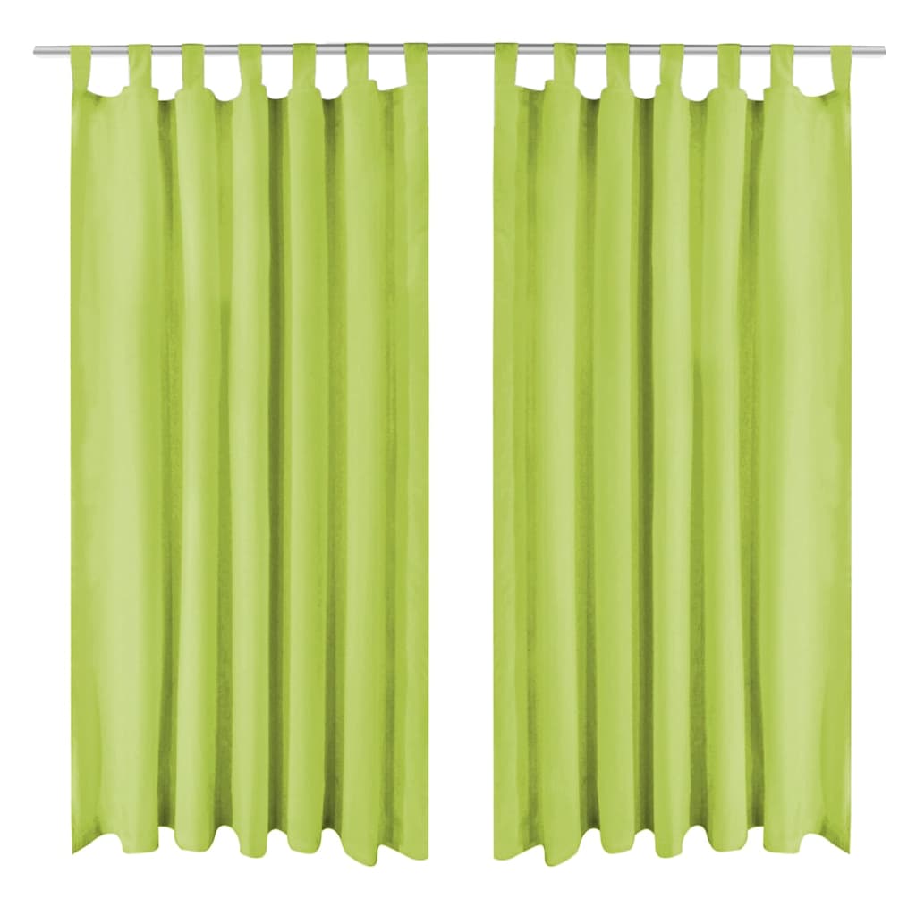 vidaXL Vorhänge Mikro-Satin 2 Stk. mit Schlaufen 140 x 175 cm Grün