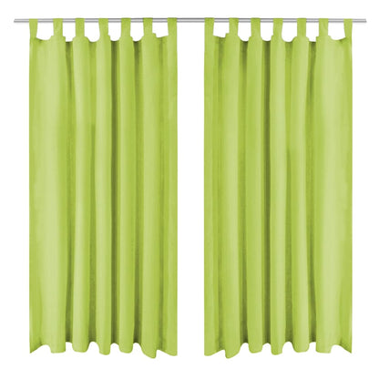 vidaXL Vorhänge Mikro-Satin 2 Stk. mit Schlaufen 140 x 175 cm Grün