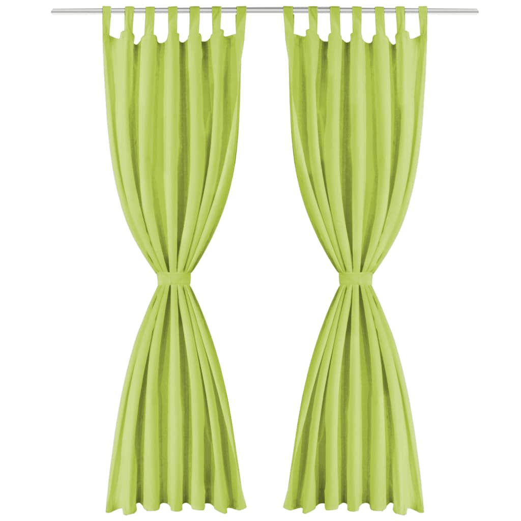 vidaXL Vorhänge Mikro-Satin 2 Stk. mit Schlaufen 140 x 175 cm Grün
