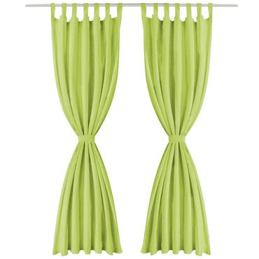 vidaXL Vorhänge Mikro-Satin 2 Stk. mit Schlaufen 140 x 175 cm Grün