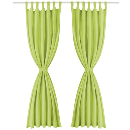 vidaXL Vorhänge Mikro-Satin 2 Stk. mit Schlaufen 140 x 175 cm Grün