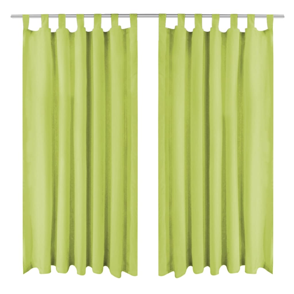 vidaXL Vorhänge Mikro-Satin 2 Stk. mit Schlaufen 140×245 cm Grün