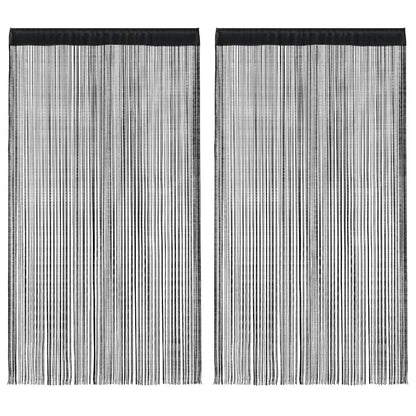 vidaXL Fadenvorhänge 2 Stk. 140 x 250 cm Schwarz