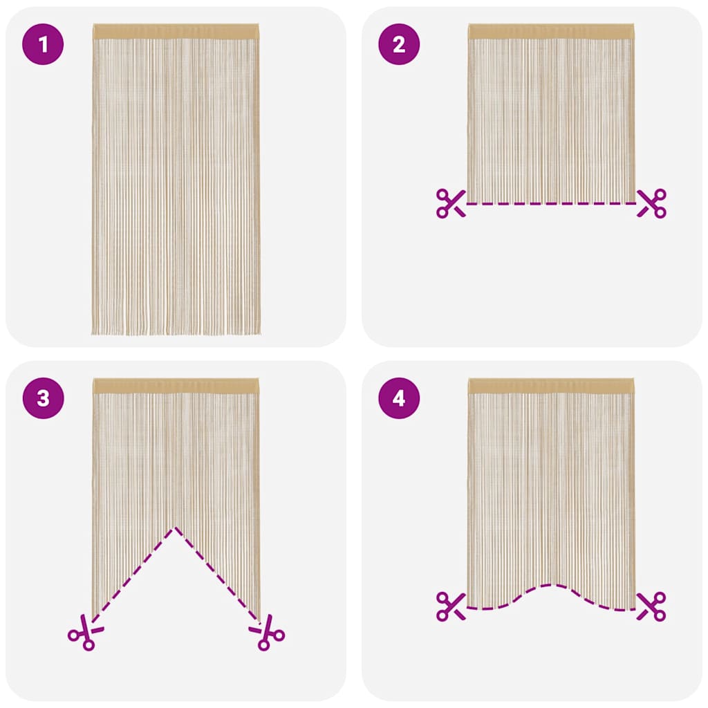vidaXL Fadenvorhänge 2 Stk. 140 x 250 cm Beige