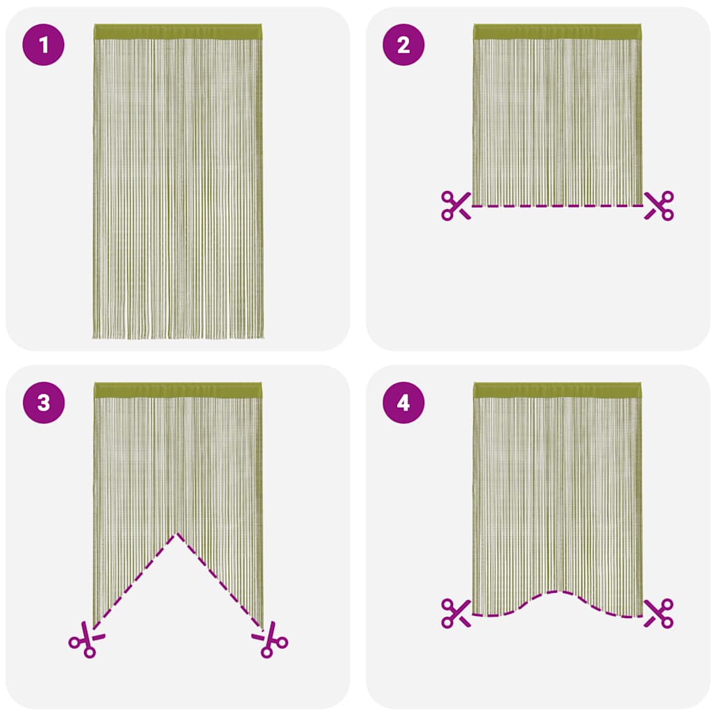 vidaXL Rideaux en fils 2 pcs 100 x 250 cm Vert