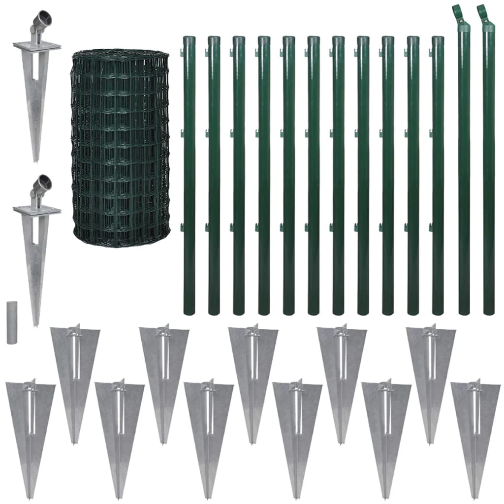 vidaXL Eurozaun Stahl 25 x 1,7 m Grün