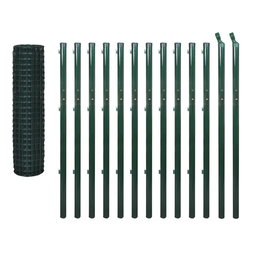 vidaXL Grillage Euro en acier 25 x 1,7 m Vert