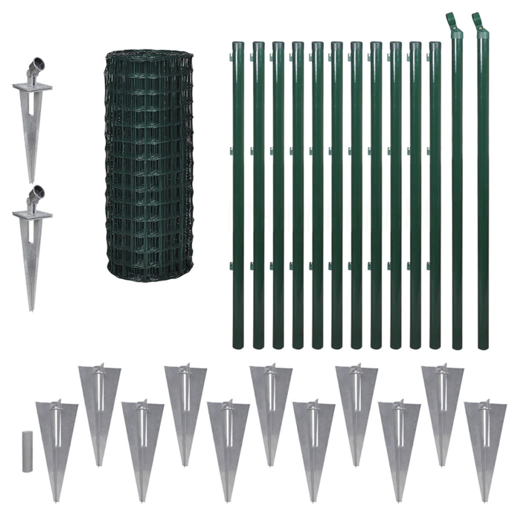 vidaXL Grillage Euro en acier 25 x 1 m vert