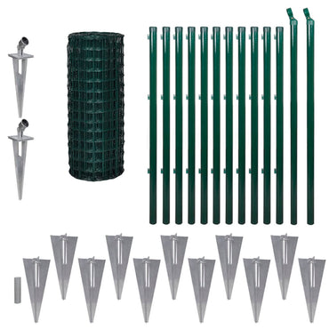 vidaXL Grillage Euro en acier 25 x 1 m vert