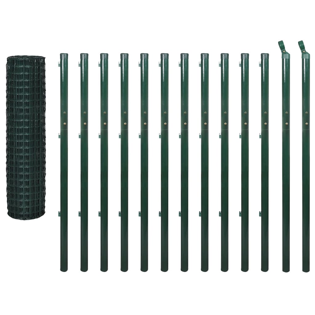 vidaXL Grillage Euro en acier 25 x 1,7 m Vert