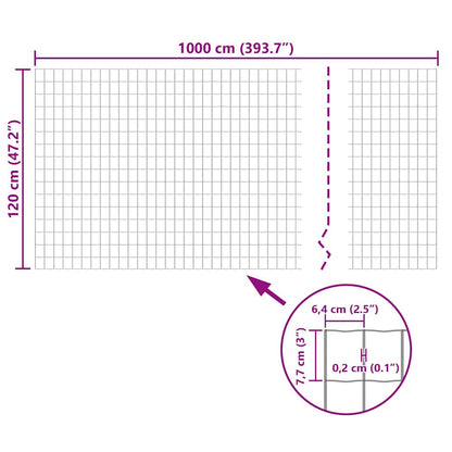 vidaXL Clôture Euro en acier 10 x 1,2 m gris