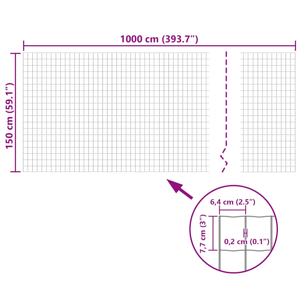 vidaXL Clôture à mailles soudées en acier 10 x 1,5 m Gris