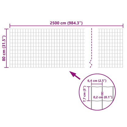 vidaXL Clôture Euro en acier 25 x 0,8 m Gris
