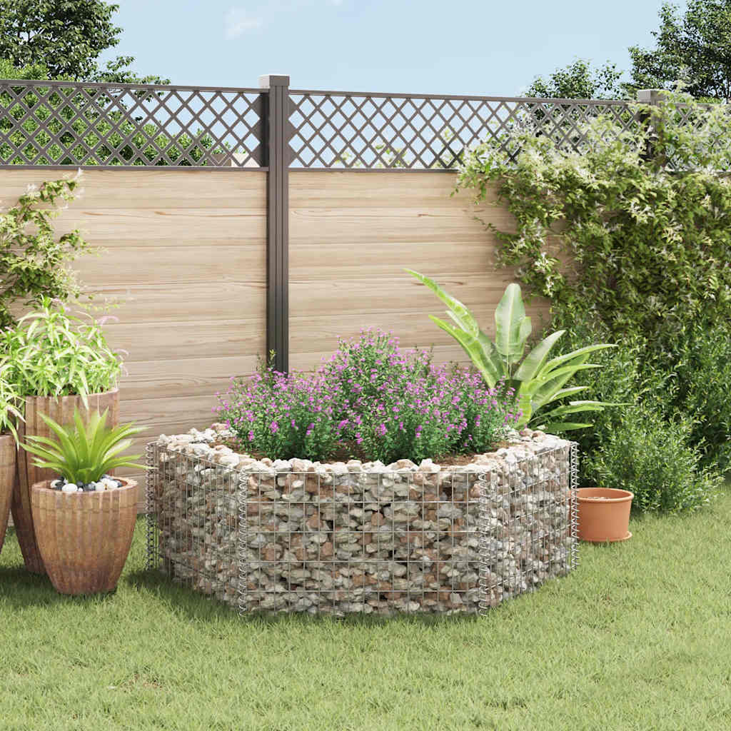 vidaXL Sechseckiges Gabionen-Hochbeet 160×140×50 cm