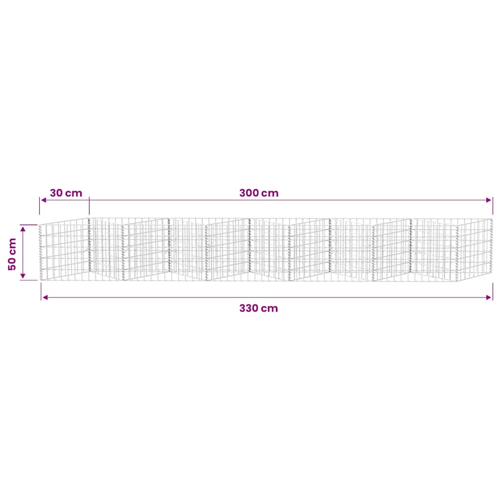 vidaXL Jardinière gabion Bac à fleurs surélevé Acier 300 x 30 x 50 cm