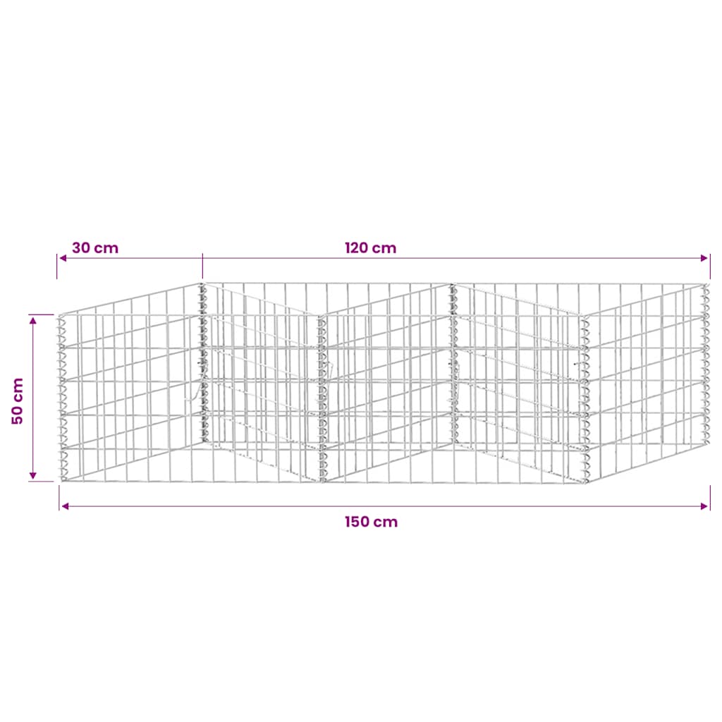 vidaXL Jardinière gabion Bac de culture surélevé en acier 120 x 30 x 50 cm