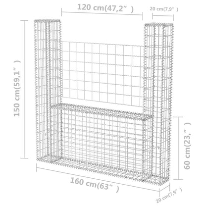 vidaXL Panier de gabions en forme de U Acier 160×20×150 cm