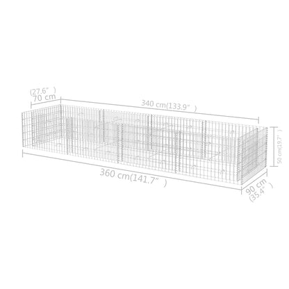 vidaXL Gabionen-Hochbeet Stahl 360×90×50 cm