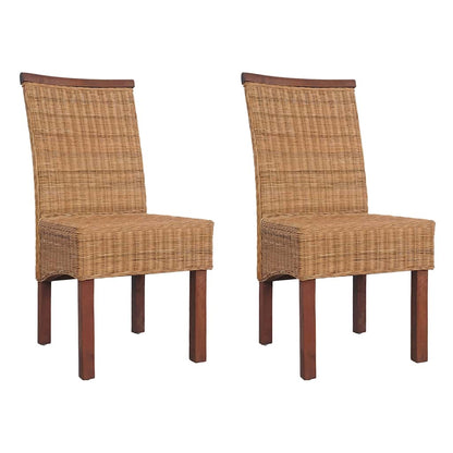vidaXL Chaises de salle à manger 2 pcs Marron Rotin naturel