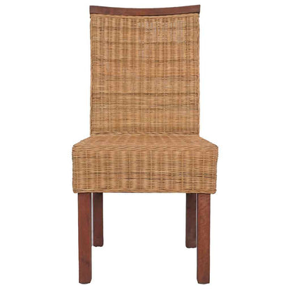 vidaXL Chaises de salle à manger 2 pcs Marron Rotin naturel