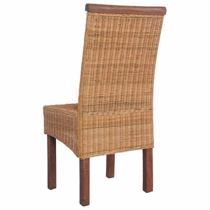 vidaXL Chaises de salle à manger 2 pcs Marron Rotin naturel