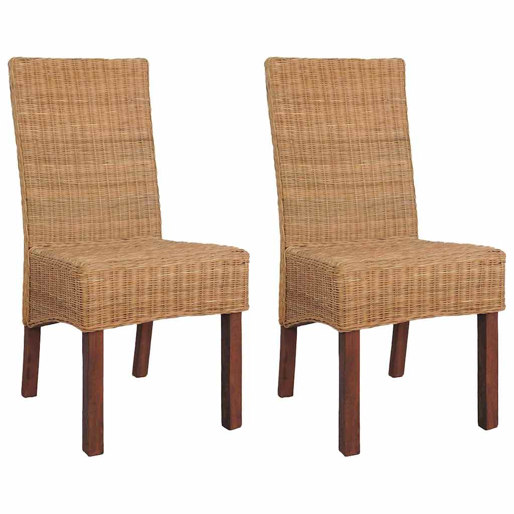 vidaXL Esszimmerstühle 2 Stk. Braun Natürliches Rattan