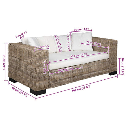 vidaXL 2-Sitzer Sofa Echtes Rattan