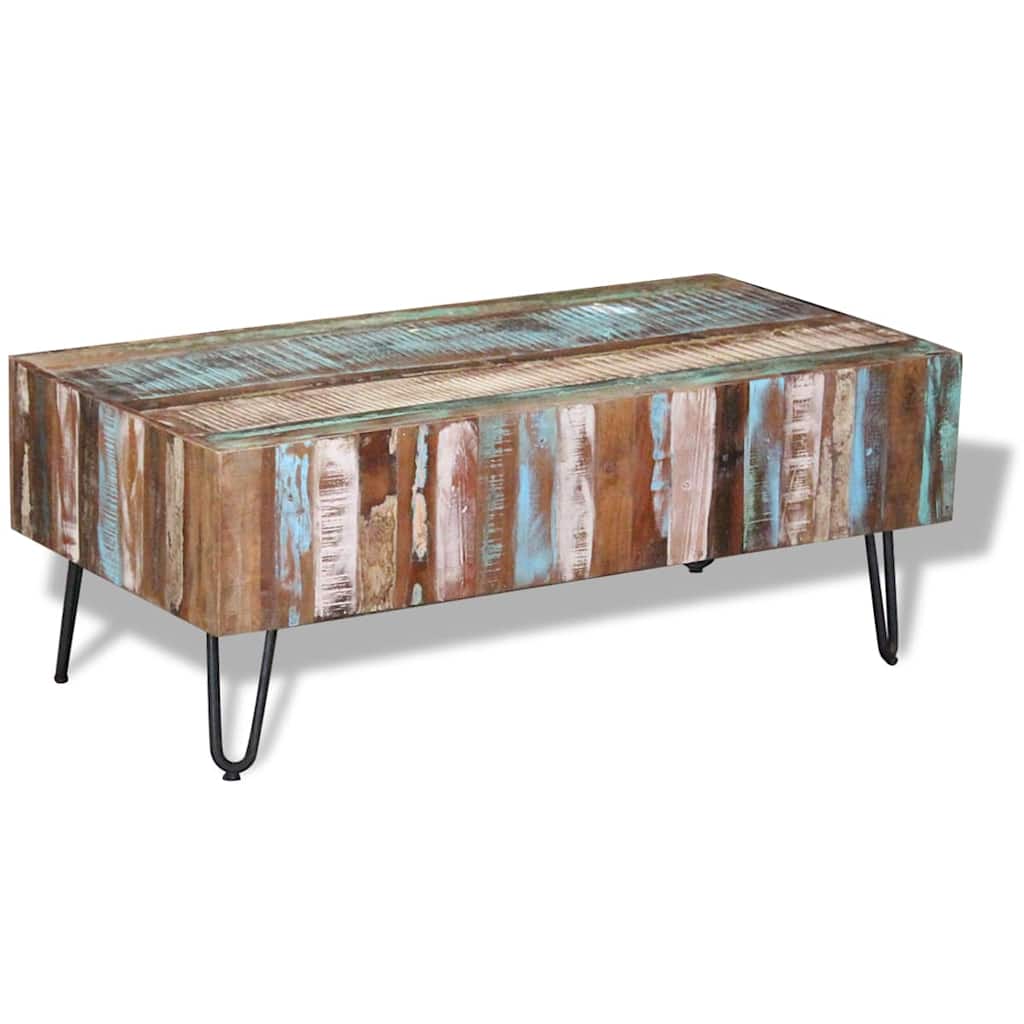 vidaXL Table basse en teck massif recyclé 100x50x38 cm