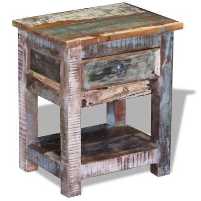 vidaXL Table d'appoint 1 tiroir en bois de récupération massif 43x33x51 cm