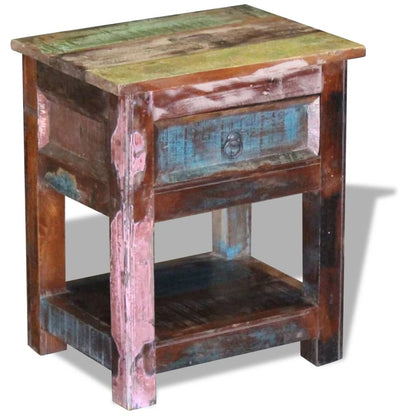 vidaXL Table d'appoint 1 tiroir en bois de récupération massif 43x33x51 cm