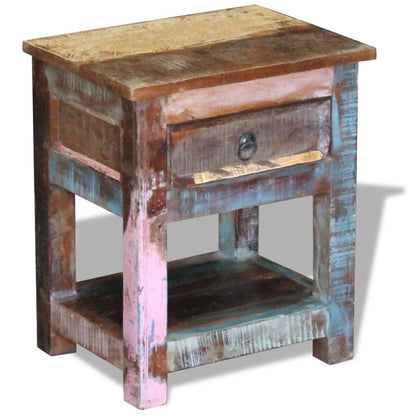 vidaXL Table d'appoint 1 tiroir en bois de récupération massif 43x33x51 cm