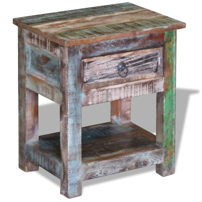 vidaXL Table d'appoint 1 tiroir en bois de récupération massif 43x33x51 cm