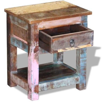 vidaXL Table d'appoint 1 tiroir en bois de récupération massif 43x33x51 cm