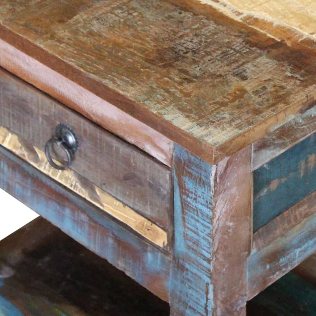 vidaXL Table d'appoint 1 tiroir en bois de récupération massif 43x33x51 cm