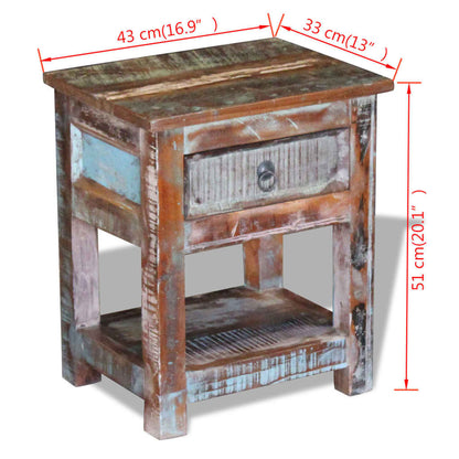 vidaXL Table d'appoint 1 tiroir en bois de récupération massif 43x33x51 cm