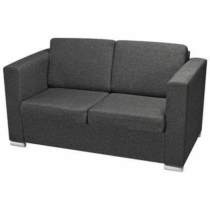 vidaXL Sofa 2-Sitzer Stoff Dunkelgrau