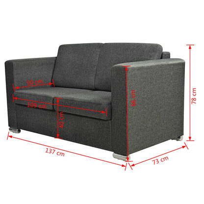 vidaXL Sofa 2-Sitzer Stoff Dunkelgrau